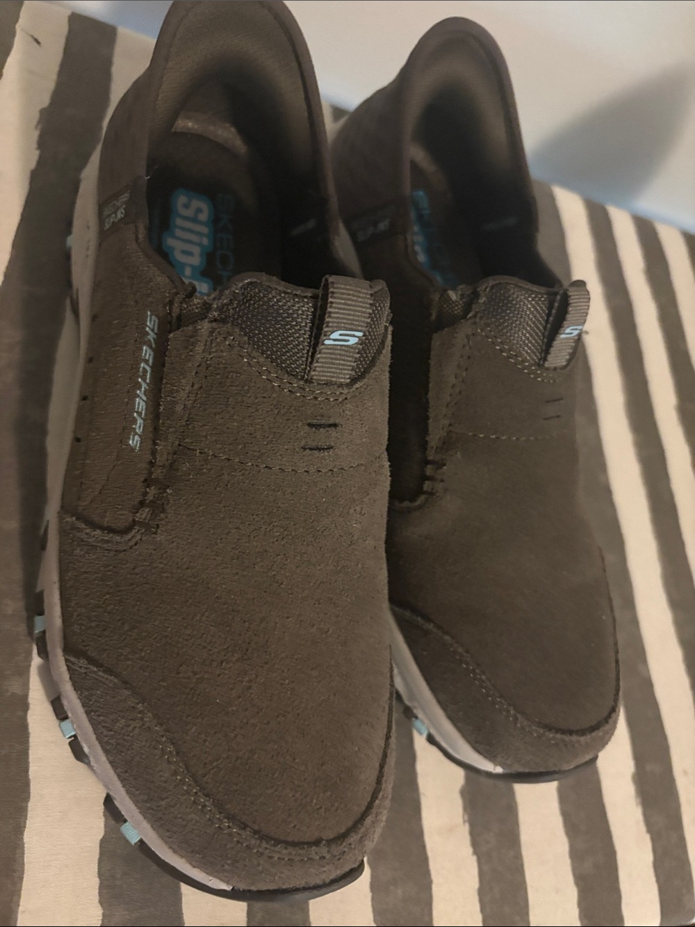 Skechers Women’s Slip-On Loafers in Dark Brown with Black Accents